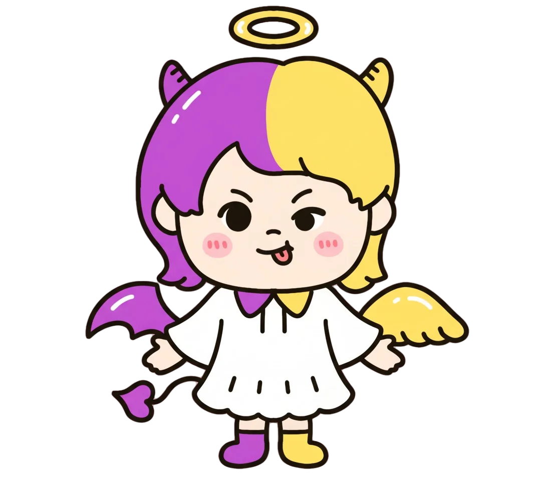 天使と悪魔 - Love Type 16恋愛MBTI あなたは普段は天使のように優しく思いやりがあるのに、突然自由...性格タイプ